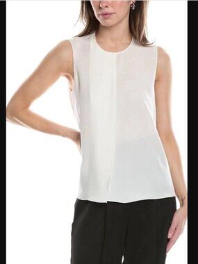 NEW Theory Ivory Flap Straight Blouse Top P $225